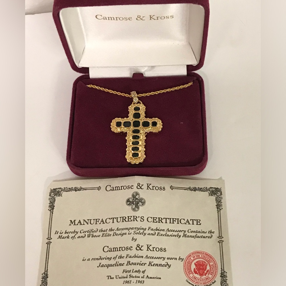 JBK Jacqueline Kennedy Camrose & Kross Swarovski Crystal Emerald Green Cross Pen